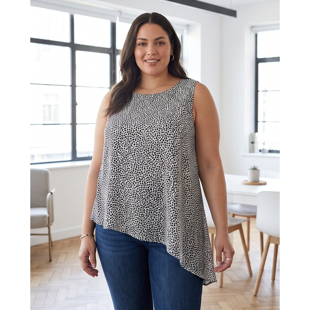Lane Bryant Women 22/24 Asymmetric Animal Print Sleeveless Tank Top NWT